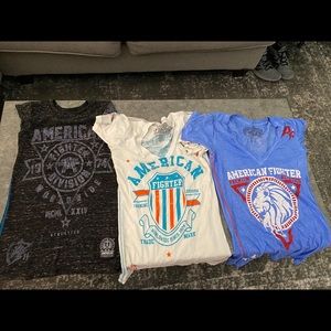 4 American fighter shirts one xsmall 3 smalls
